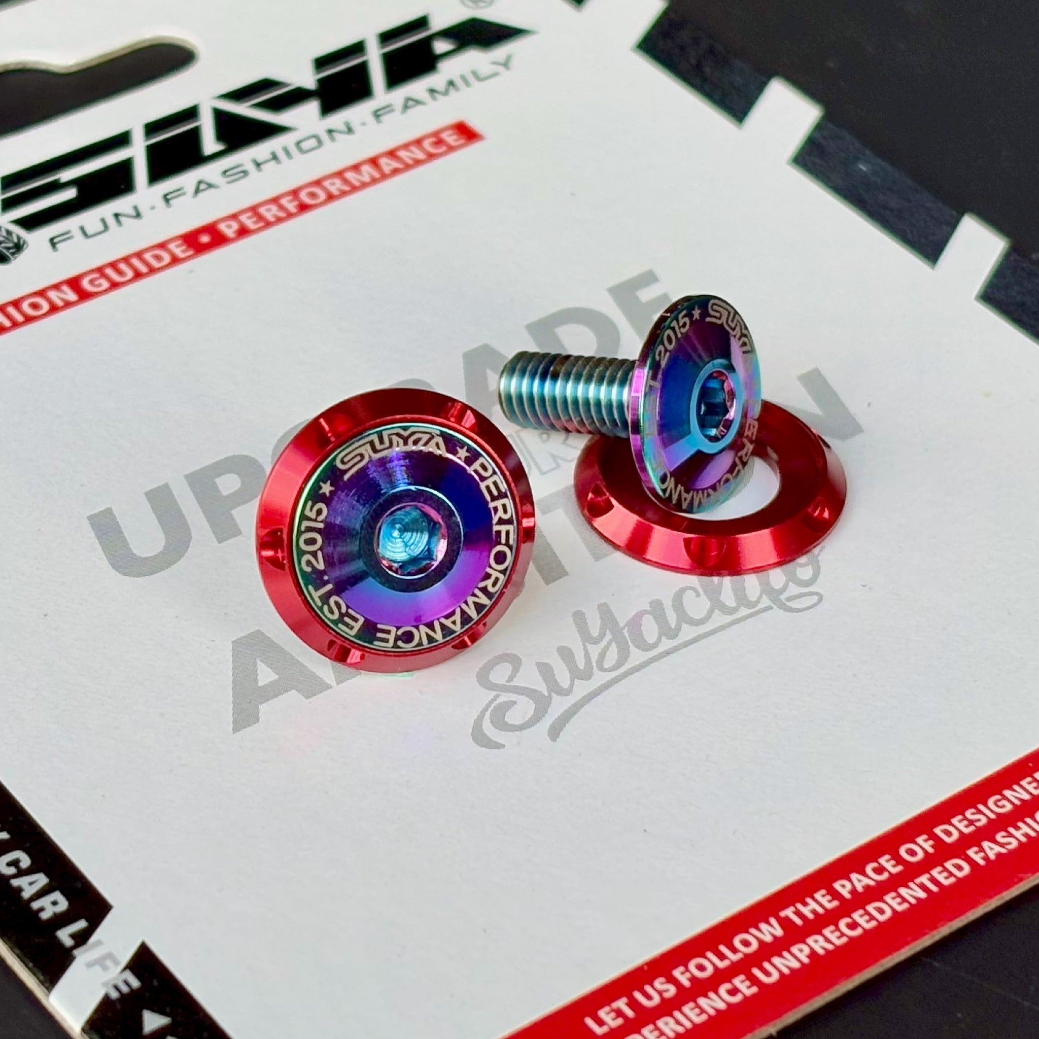 SUYA Car Supplies - Engine Bay - CNC M6 Dress Up Washer & Bolt (V1) - Titanium Bolts