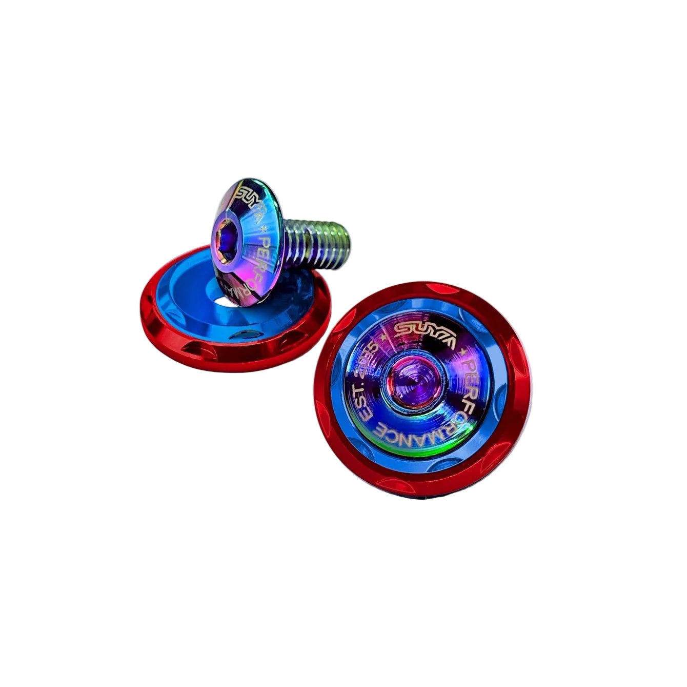 SUYA Car Supplies - Engine Bay - CNC M6 Dress Up Washer & Bolt (V2) - Titanium Bolts