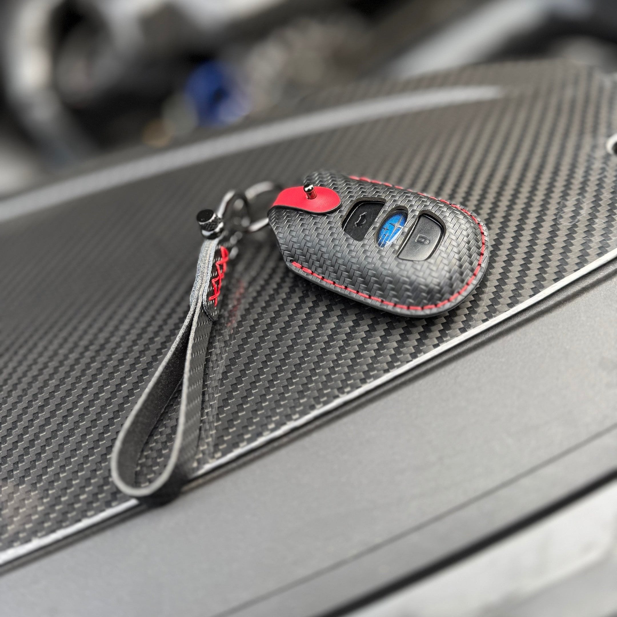SUYA Keychain - Leather Key Fob Cover & Strap for Subaru BRZ / Levorg / WRX & Other Models