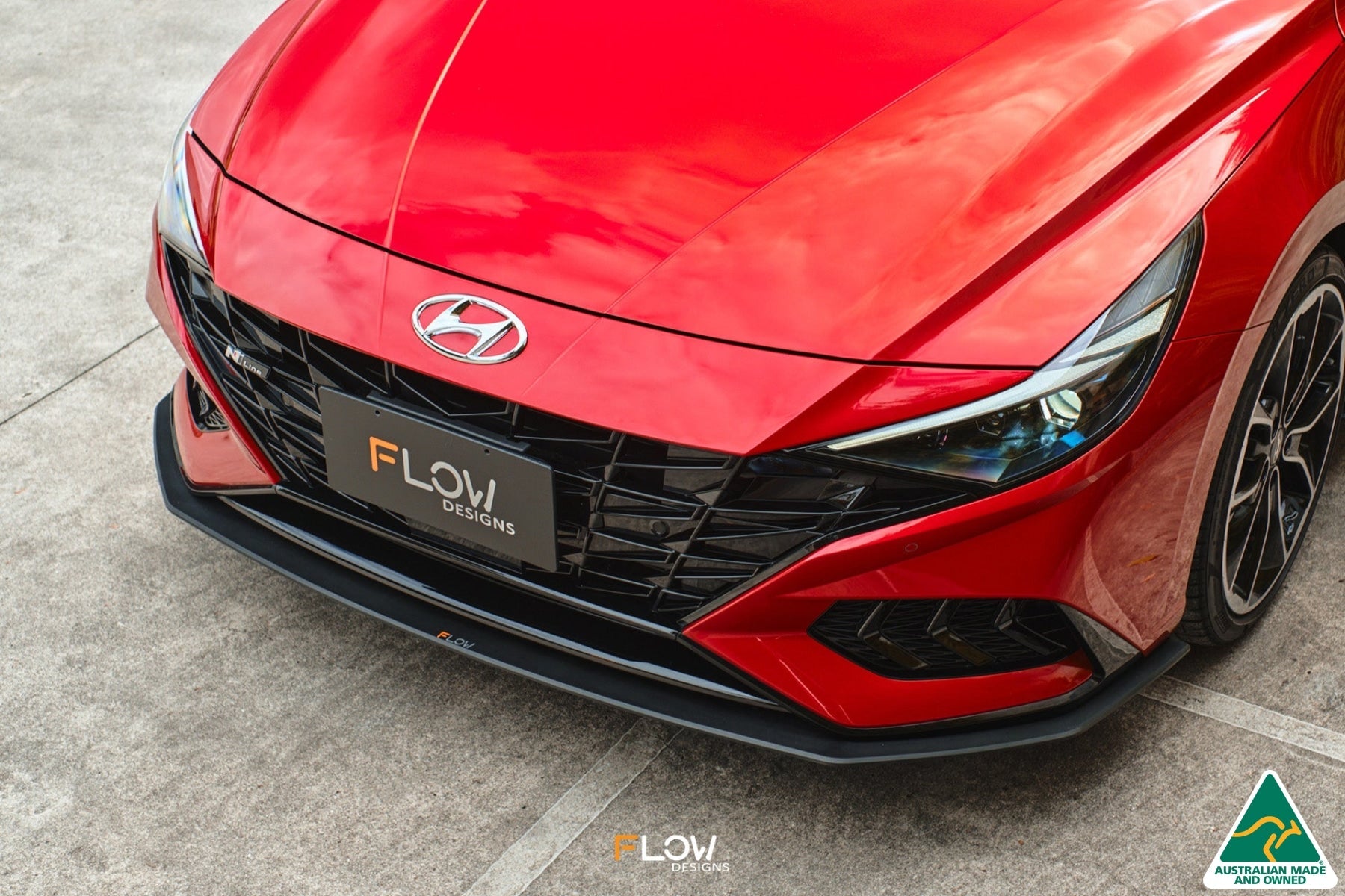 EX-DISPLAY - CN7 i30 N Line Sedan 2020 - 2022 Front Lip Splitter & Mounting Brace - GLOSS BLACK