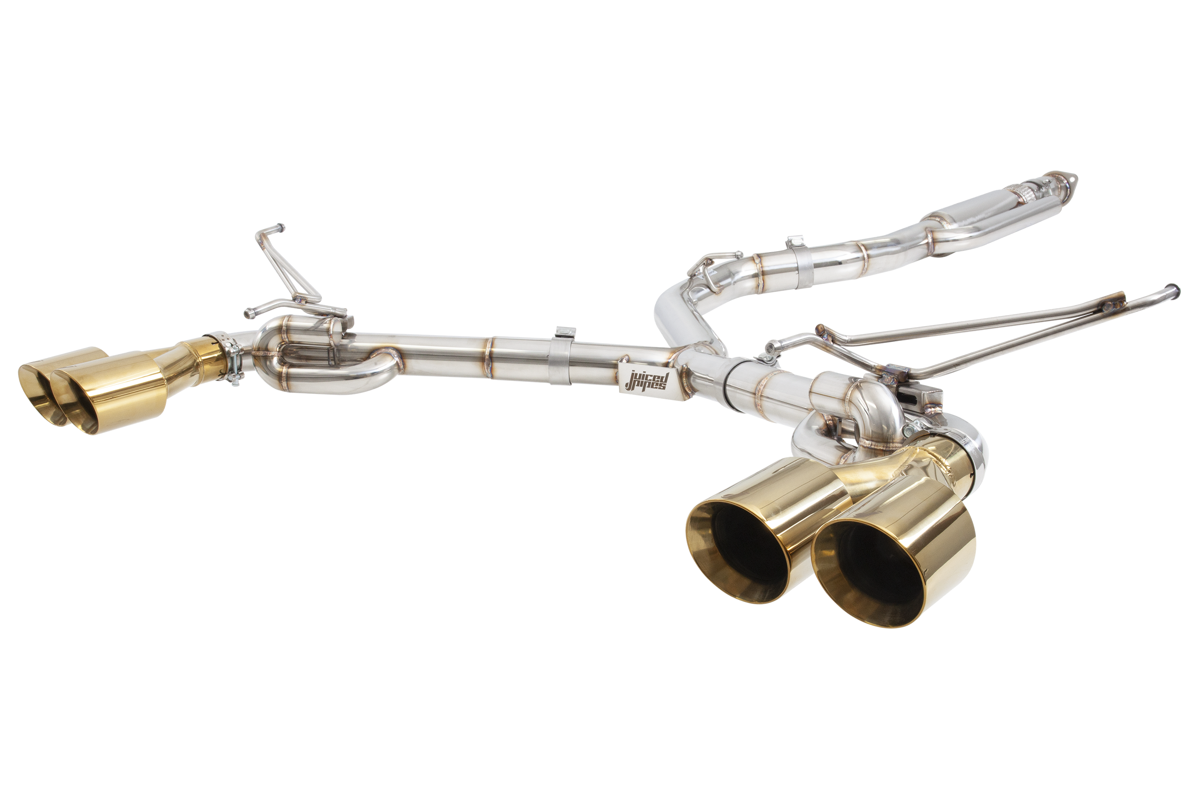 Juiced Pipes Subaru G3 VA VB WRX & STI 3 inch Cat Back Exhaust System with Chrome Gold Tips