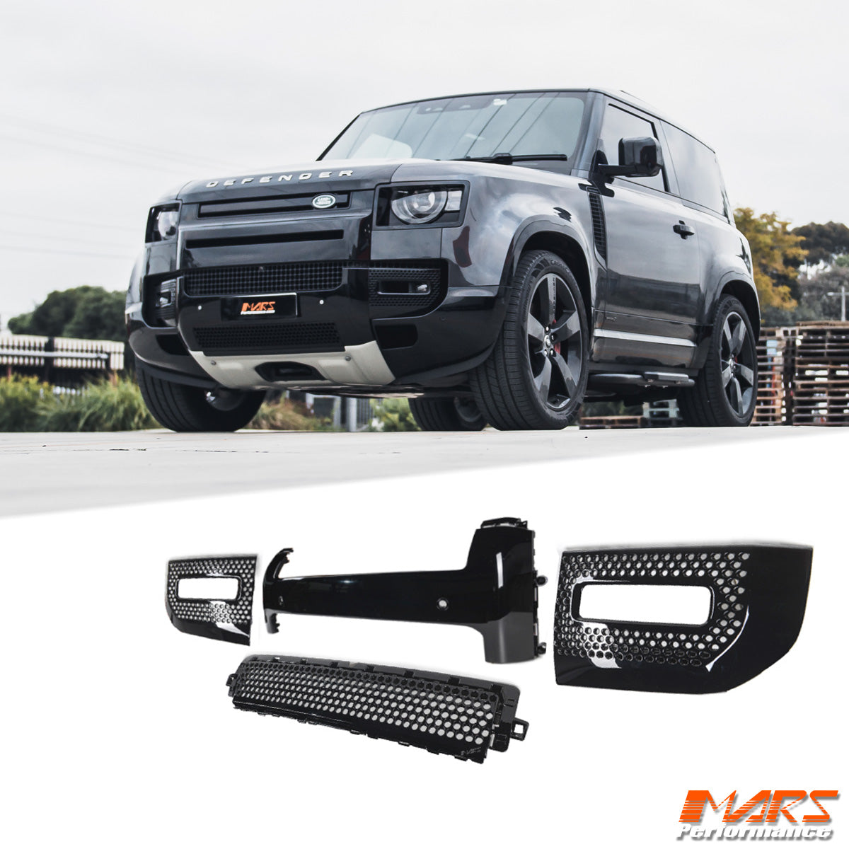 Gloss Black Lower Bumper Replacement Cover Mesh Trim Grill Bodykits for Land Rover Defender L663 90 110 130 2020-2025
