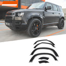 Gloss Black Wheel Arches Extensions Fender Flares for Land Rover Defender L663 110 2020-2024