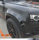 Gloss Black Wheel Arches Extensions Fender Flares for Land Rover Defender L663 110 2020-2024
