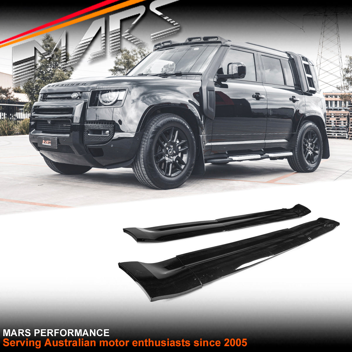 Gloss Black Side Door Moulding Skirts Bodykit for Land Rover Defender L663 110 2020-2024