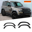 Gloss Black Wheel Arches Extensions Fender Flares for Land Rover Defender L663 90 2020-2024
