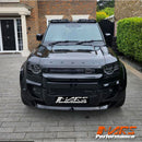 Gloss Black Front Bumper bar lip spoiler & Splitters for Land Rover Defender L663 90 110 130 2020-2024