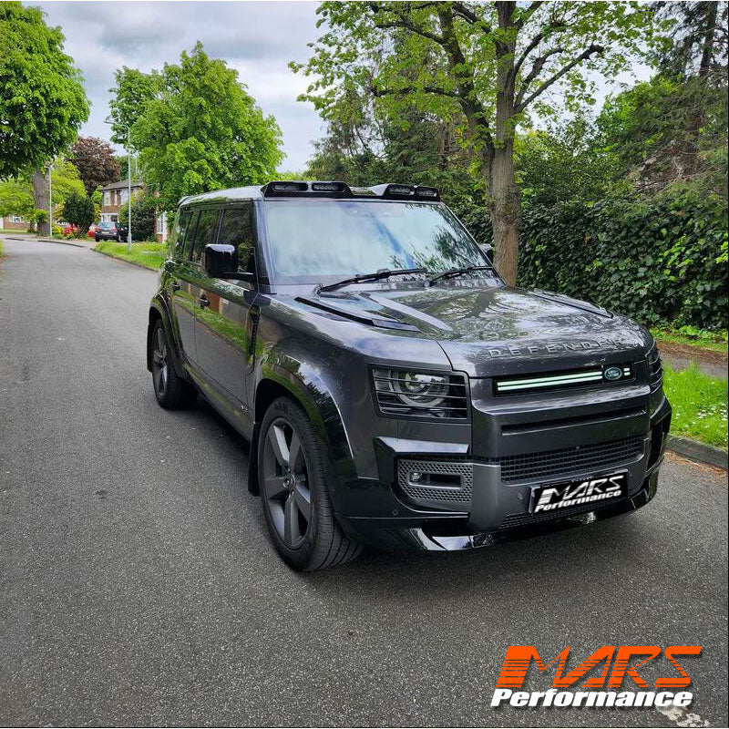 Gloss Black Front Bumper bar lip spoiler & Splitters for Land Rover Defender L663 90 110 130 2020-2024