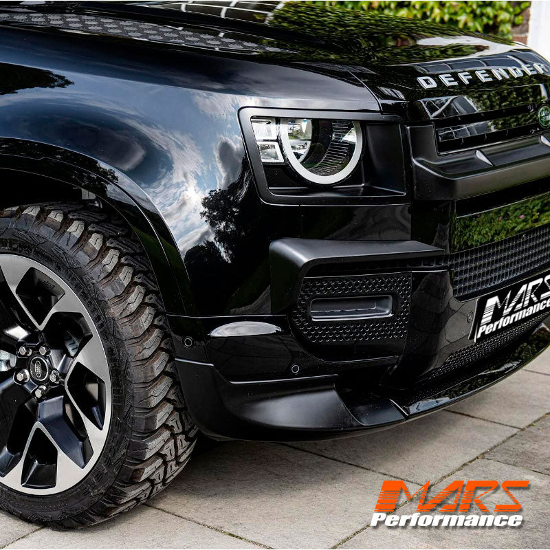 Gloss Black Front Bumper bar lip spoiler & Splitters for Land Rover Defender L663 90 110 130 2020-2024