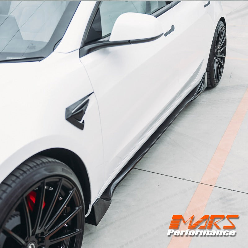 Gloss Black Aero DYNAMIC Bumper Splitters Lip Spoiler & Diffuser BodyKit for Tesla Model 3 2019-2023
