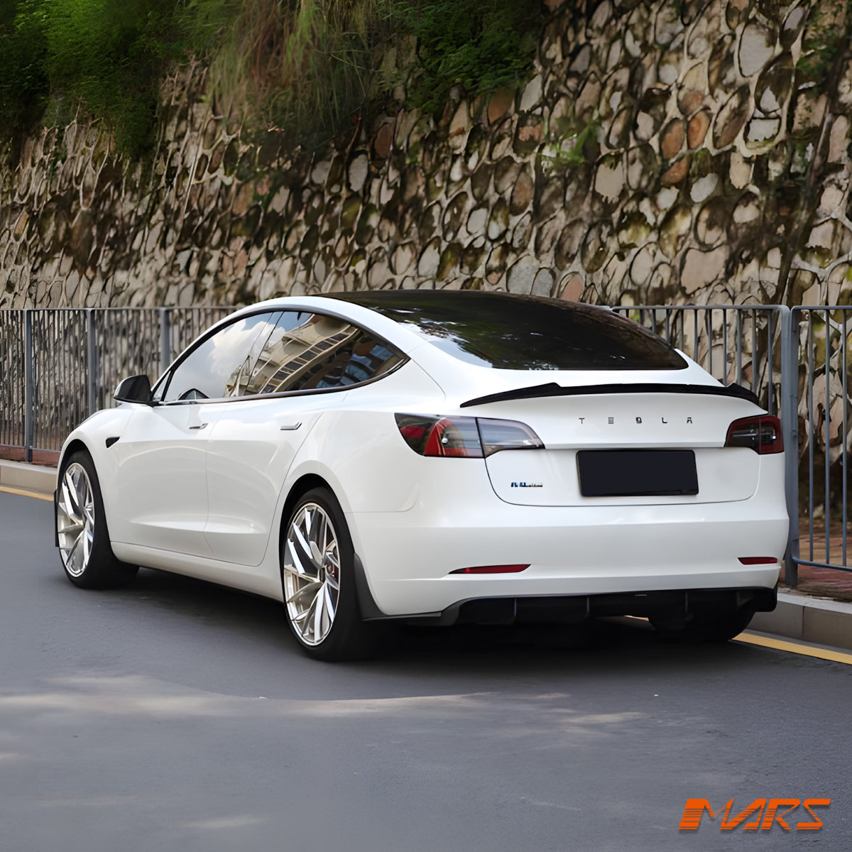 Revozport Style Carbon Fibre Rear trunk boot lip Spoiler Wing for Tesla Model 3 2019-2023