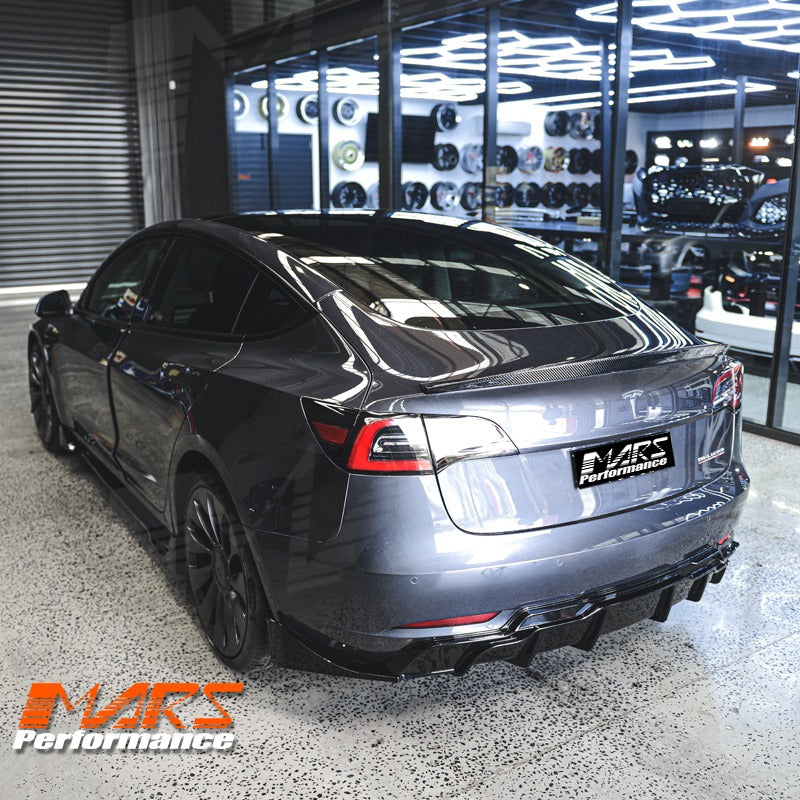 High Kick Carbon Fibre Rear trunk boot lip Spoiler Wing for Tesla Model 3 2019-2023