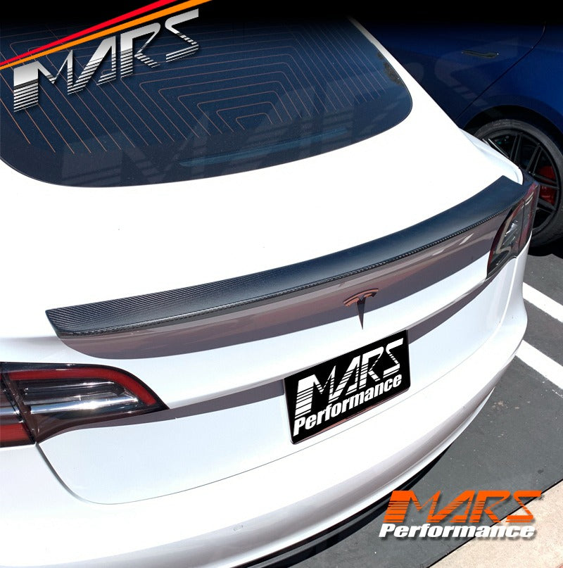 Blade Carbon Fibre Rear trunk boot lip Spoiler Wing for Tesla Model 3 2019-2023