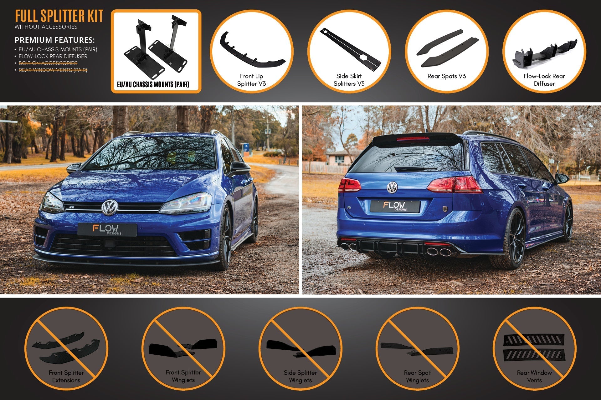MK7 Golf R Wagon - Full Lip Splitter Set