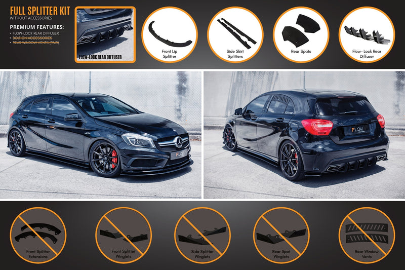 A45 AMG W176 (PFL) Full Lip Splitter Set