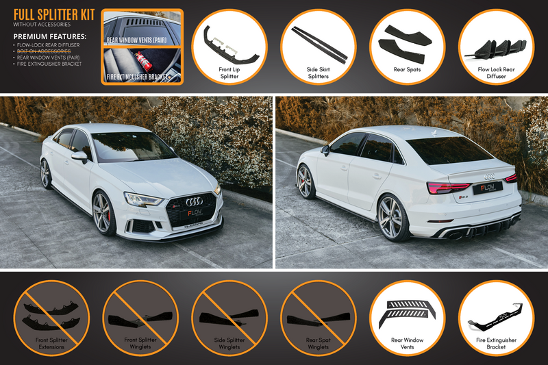 RS3 8V Sedan Facelift Full Lip Splitter Set