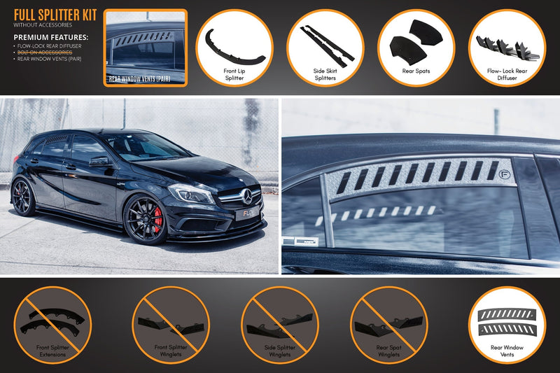 A45 AMG W176 (PFL) Full Lip Splitter Set