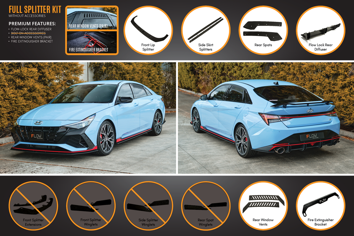 CN7 i30N Sedan 2021-2023 Full Lip Splitter Set