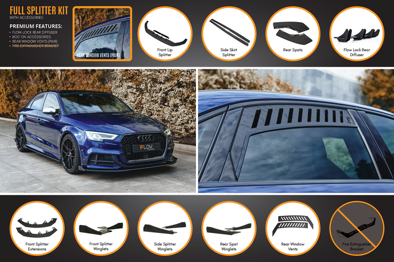 S3 8V Sedan Facelift Full Lip Splitter Set