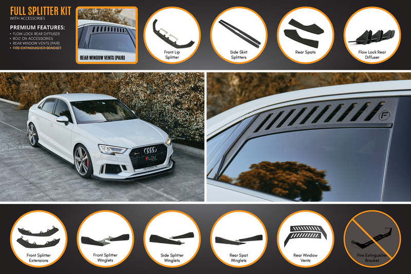 RS3 8V Sedan Facelift Full Lip Splitter Set