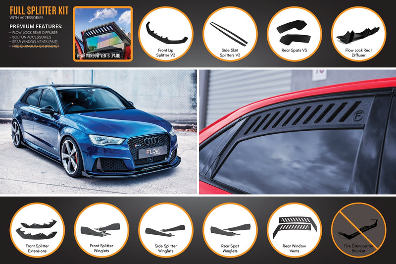 RS3 8V Sportback (Pre-Facelift) Full Lip Splitter Set