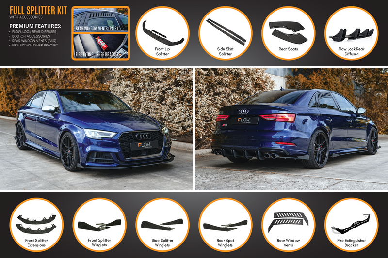 S3 8V Sedan Facelift Full Lip Splitter Set