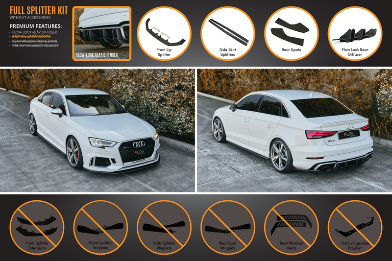 RS3 8V Sedan Facelift Full Lip Splitter Set