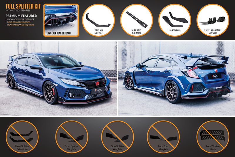 FK8 Civic Type R Full Lip Splitter Set