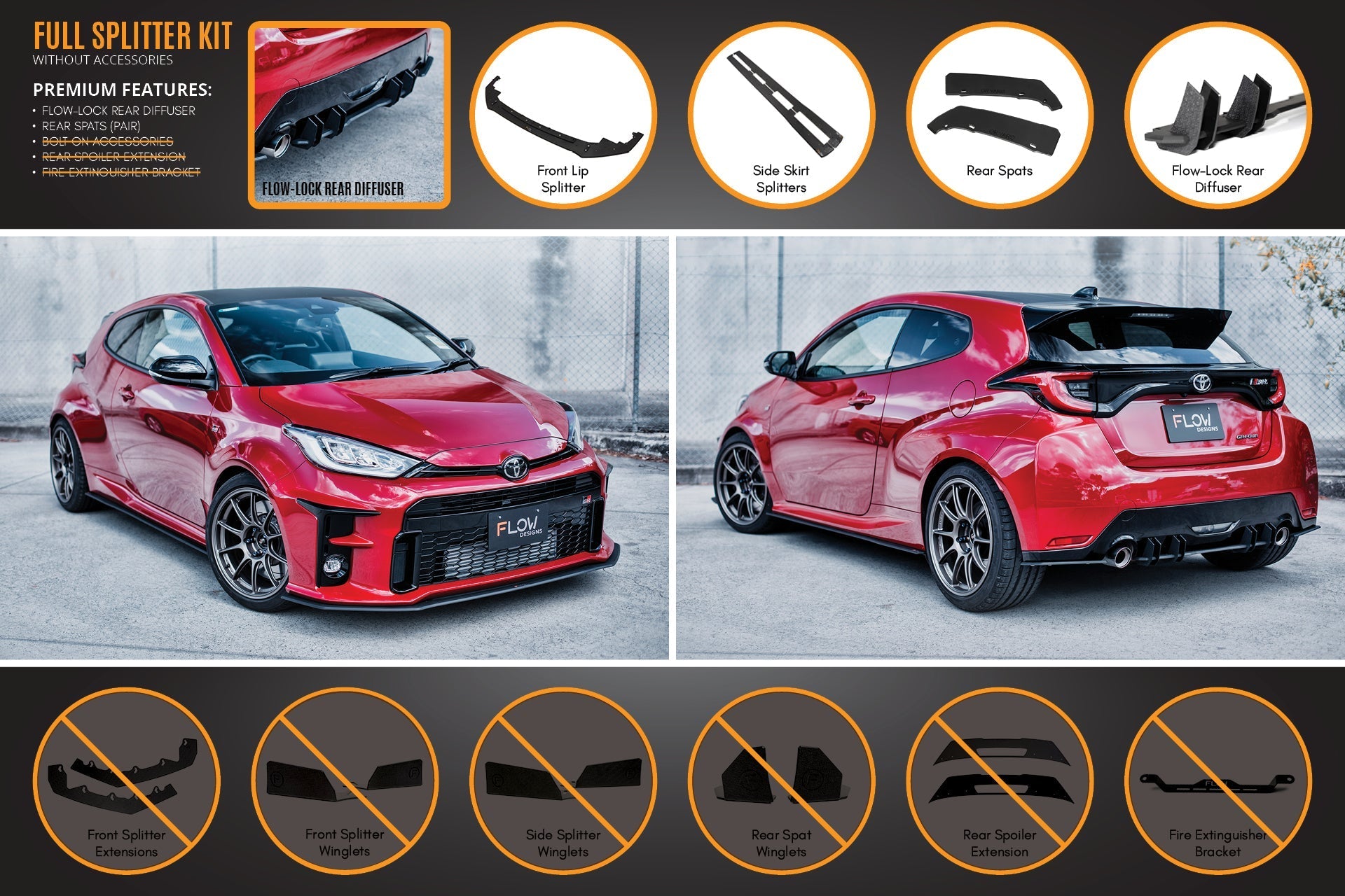 Yaris GR Gen1 Full Lip Splitter Kit With Rear Diffuser