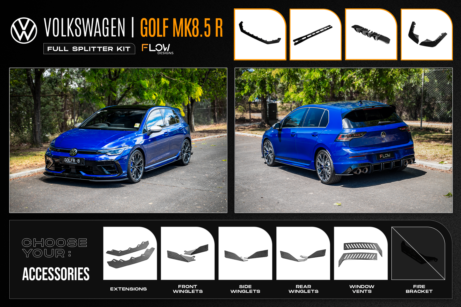 MK8.5 Golf R Full Lip Splitter Set