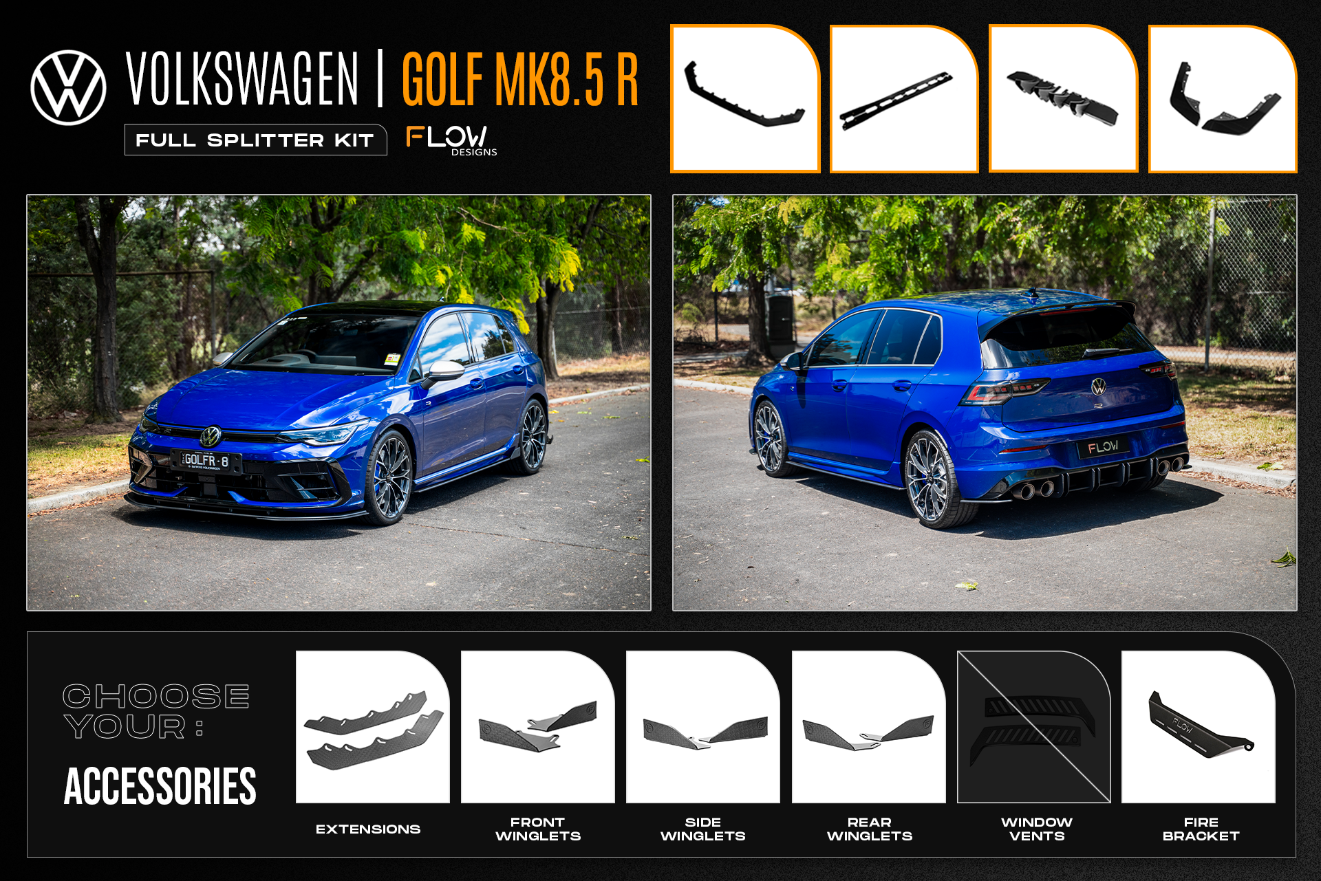 MK8.5 Golf R Full Lip Splitter Set