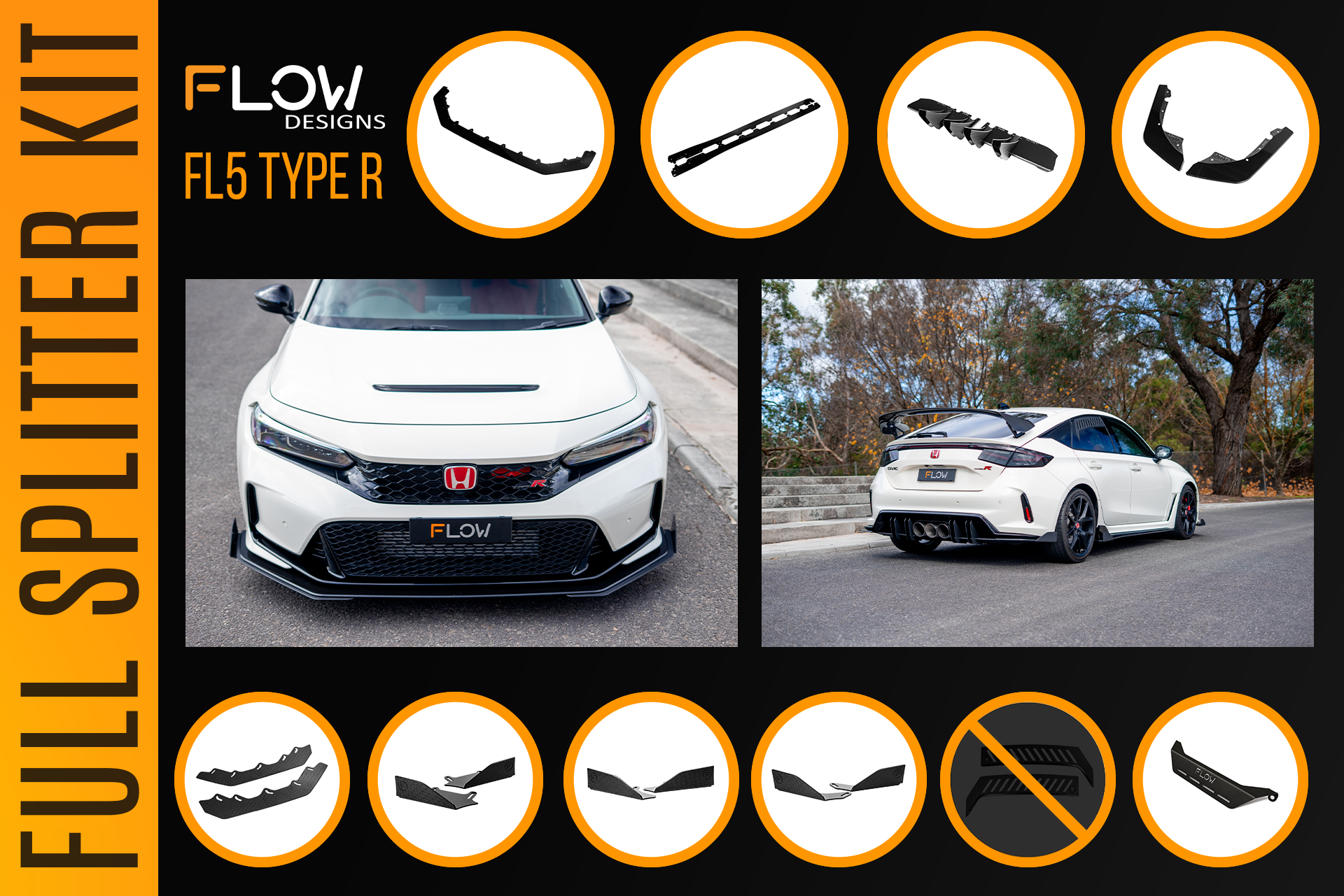 Honda FL5 Civic Type R - Full Lip Splitter Set