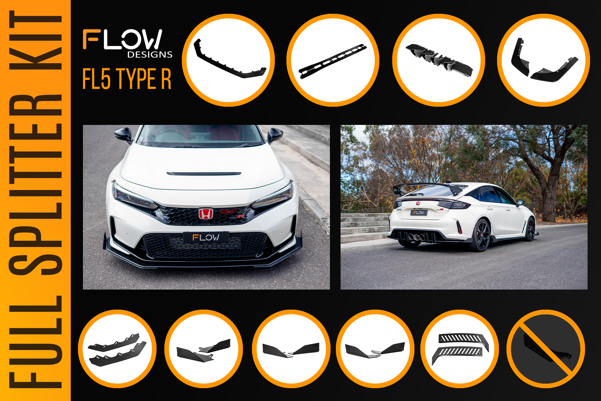 Honda FL5 Civic Type R - Full Lip Splitter Set
