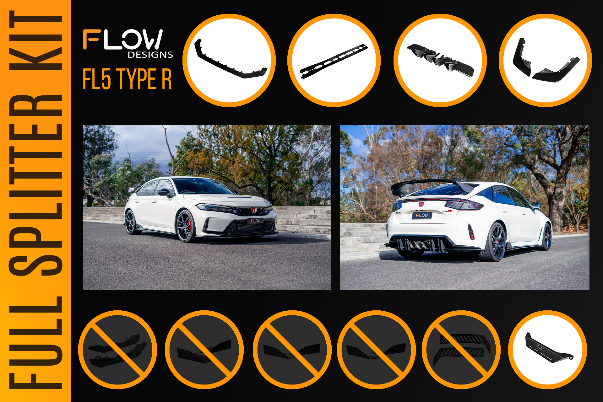 Honda FL5 Civic Type R - Full Lip Splitter Set
