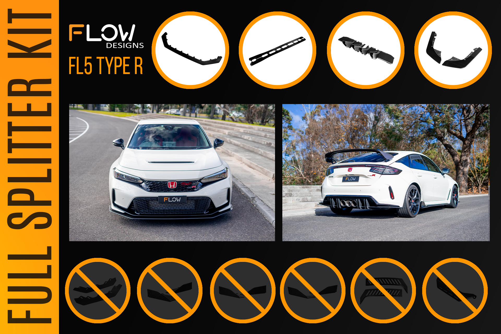 Honda FL5 Civic Type R - Full Lip Splitter Set