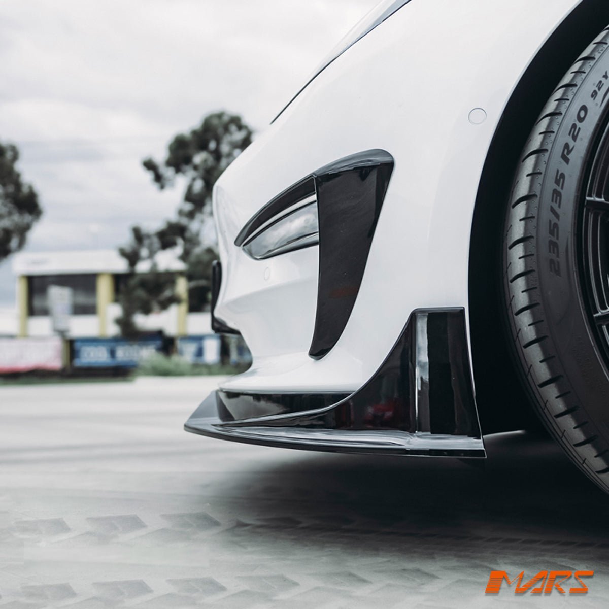 Gloss Black Aero DYNAMIC Lower Front Bumper bar Lip Spoiler BodyKit for Tesla Model 3 2019 - 2023 - Mars Performance