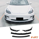Gloss Black Aero DYNAMIC Lower Front Bumper bar Lip Spoiler BodyKit for Tesla Model 3 2019 - 2023 - Mars Performance