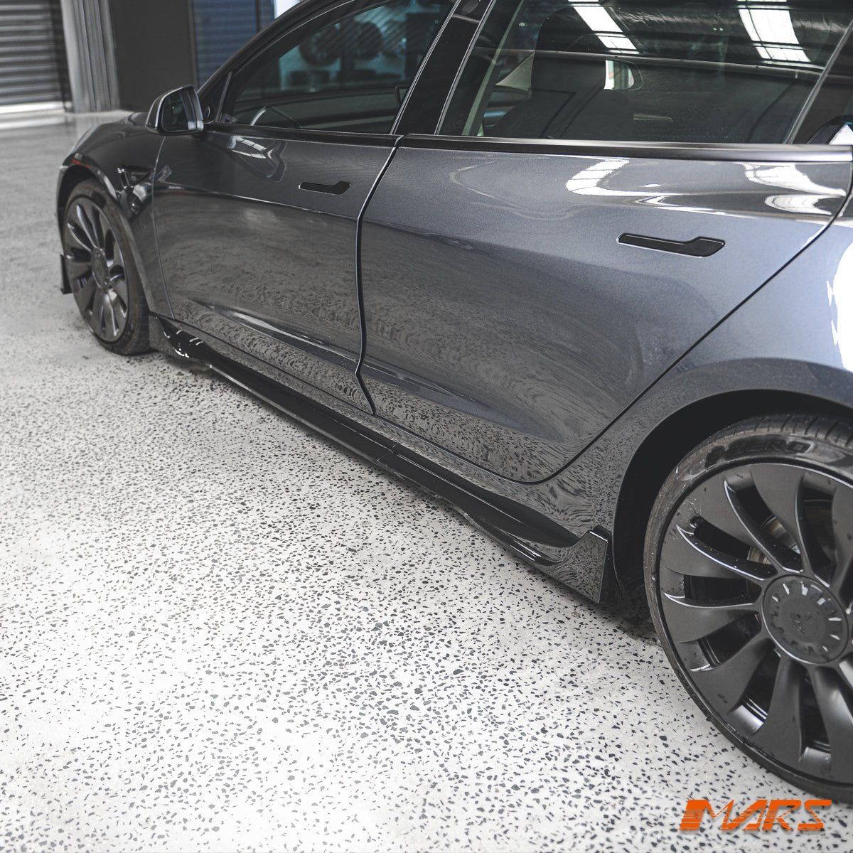 Gloss Black Aero DYNAMIC Lower Side Skirts Lip Spoiler BodyKit for Tesla Model 3 2019 - 2023 - Mars Performance
