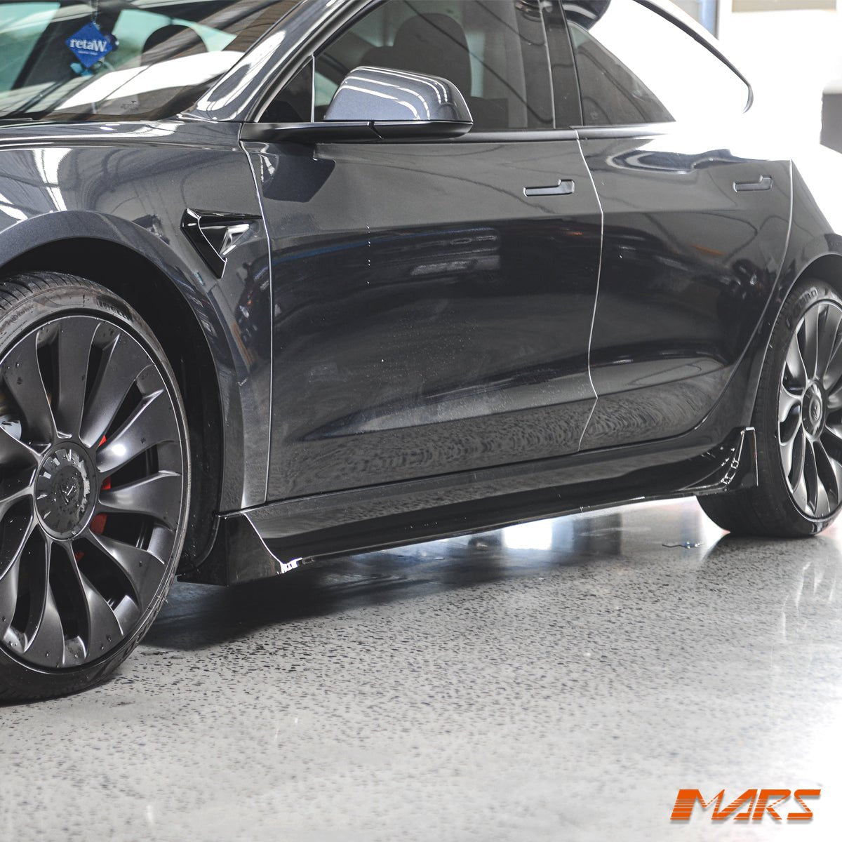 Gloss Black Aero DYNAMIC Lower Side Skirts Lip Spoiler BodyKit for Tesla Model 3 2019 - 2023 - Mars Performance