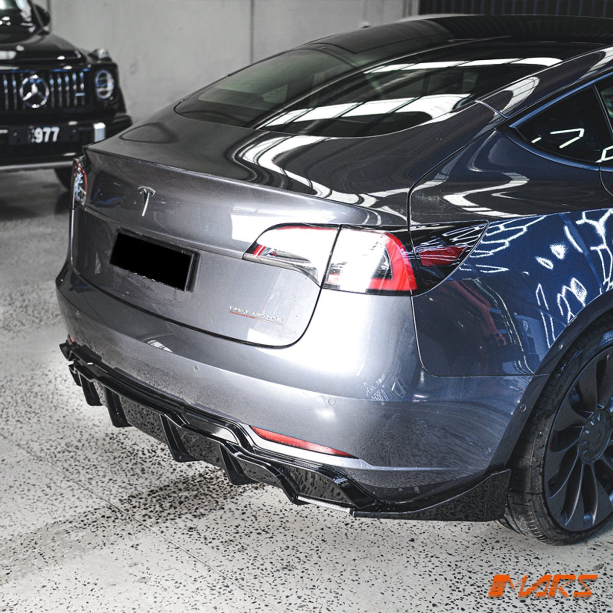 Gloss Black Aero DYNAMIC Rear Bumper Splitters Spoiler & Diffuser BodyKit for Tesla Model 3 2019 - 2023 - Mars Performance