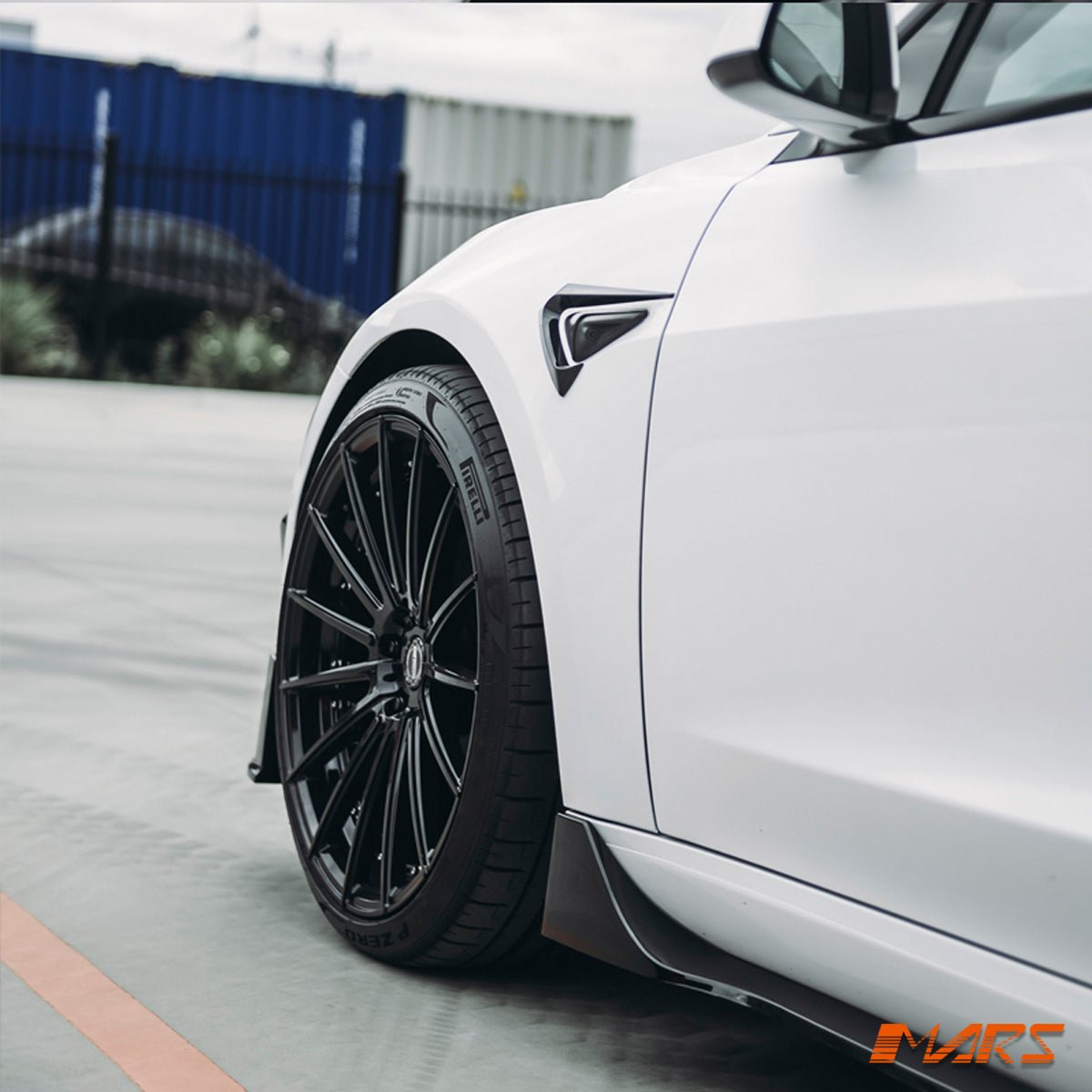 Gloss Black Aero DYNAMIC Side Fender Guard Camera Vent Blade BodyKit for Tesla Model 3 2019 - 2023 - Mars Performance