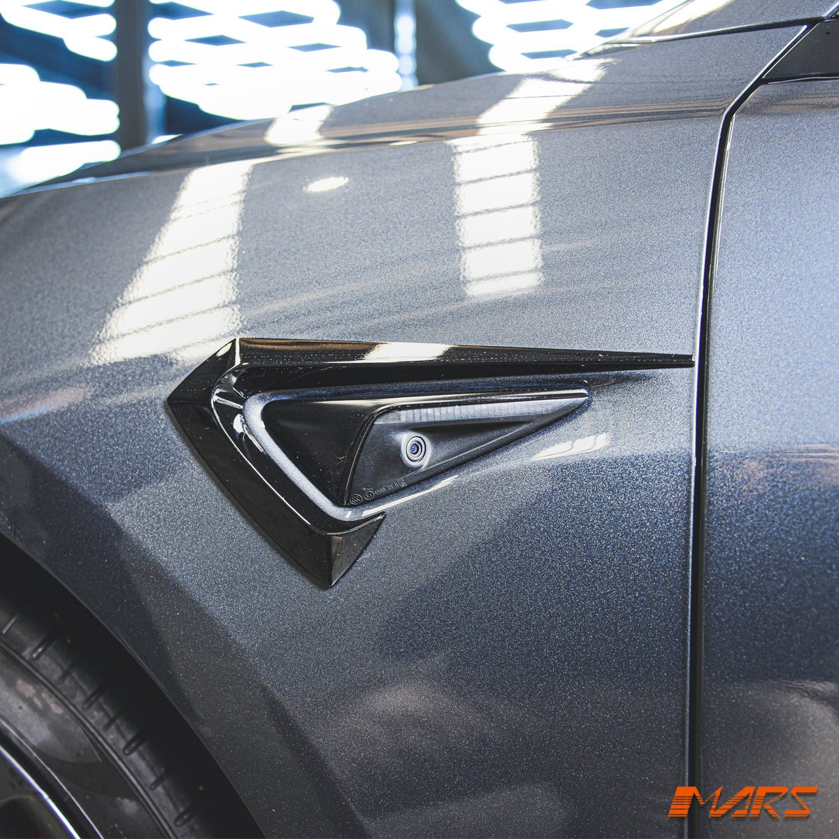 Gloss Black Aero DYNAMIC Side Fender Guard Camera Vent Blade BodyKit for Tesla Model 3 2019 - 2023 - Mars Performance