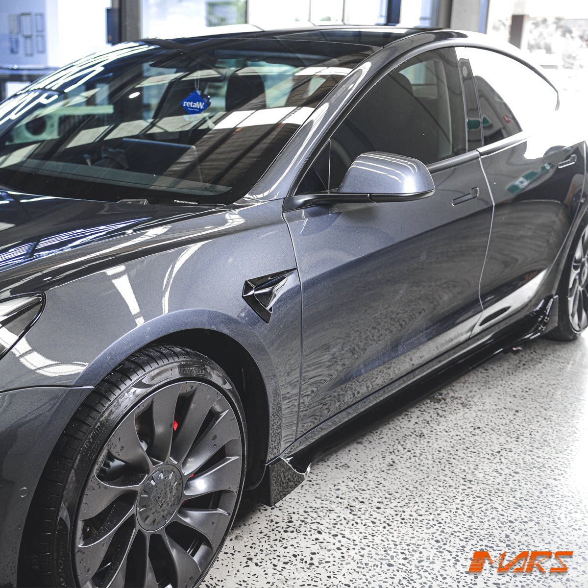 Gloss Black Aero DYNAMIC Side Fender Guard Camera Vent Blade BodyKit for Tesla Model 3 2019 - 2023 - Mars Performance