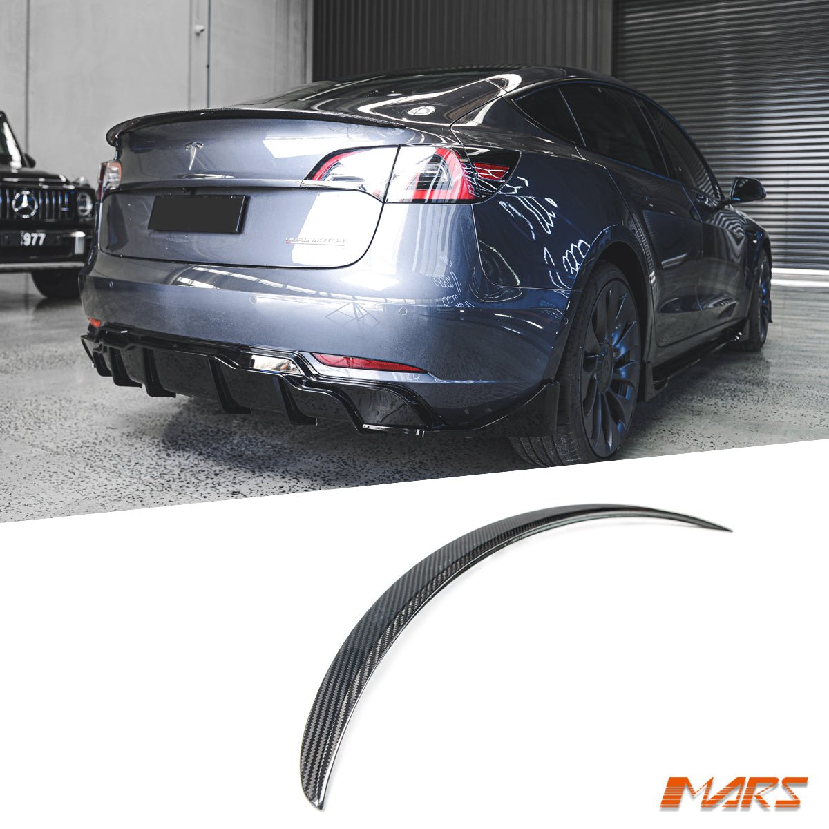 Performance Dry Carbon Fibre Rear trunk boot lip Spoiler Wing for Tesla Model 3 2019 - 2023 - Mars Performance