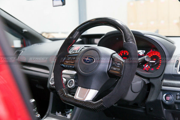 Carbon & Alcantara Steering Wheel W/ Red Stitching For 2014-2020 Subaru WRX/STI
