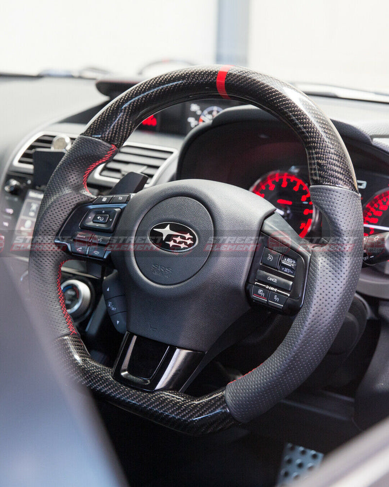 DMK Steering Wheel For 2016-2020 Subaru Levorg V1 (BLUE CARBON/LEATHER/STITCH)