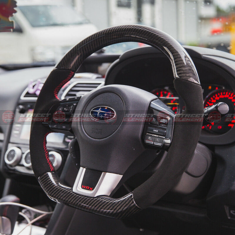 DMK Steering Wheel For 2014-2021 Subaru WRX/STI V1 (CARBON/LEATHER/RED STITCH)