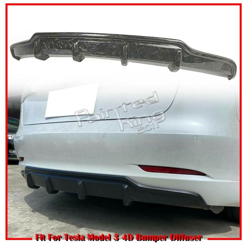 SEV1 Style Rear Bumper Diffuser For 2019-2021 Tesla Model 3 (FORGED CARBON)