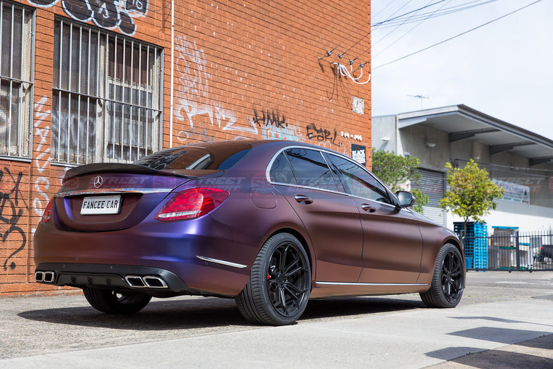 C63S Style Diffuser & Exhaust Tips For MY15-18 Mercedes-Benz W205 C-Class BLACK