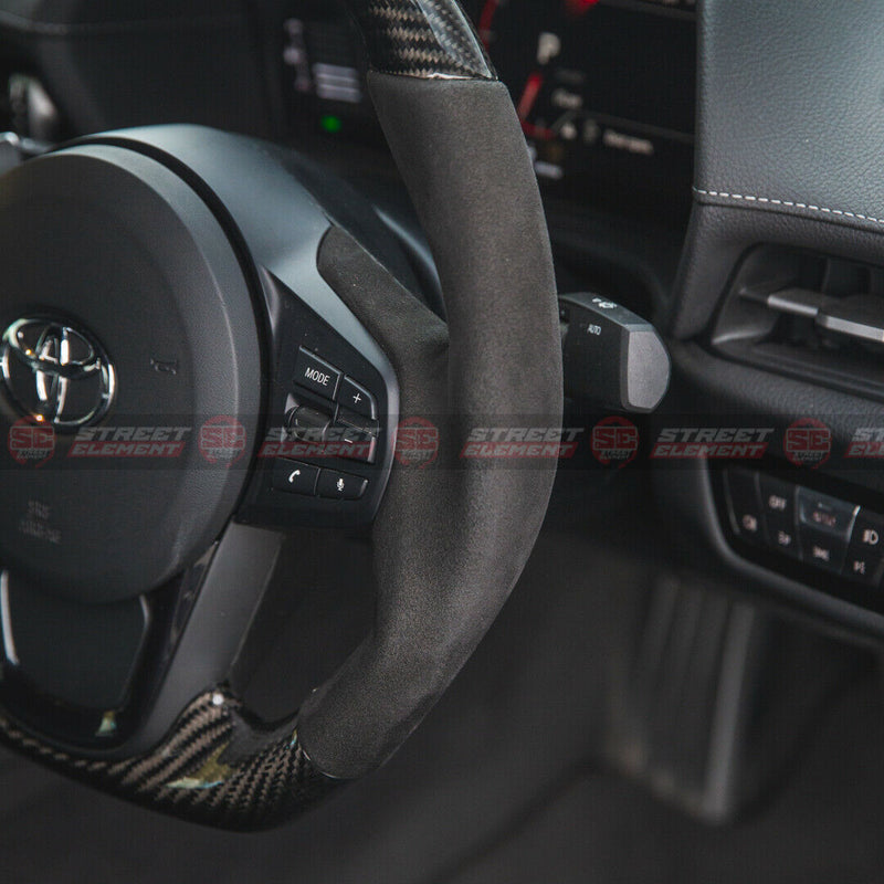 DMK Steering Wheel For 2019-2021 Toyota Supra GR (CARBON/SUEDE/YELLOW STITCH) LN